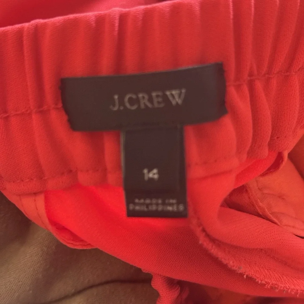 J.Crew Womens Red Pull On Jogger‎ Pants Size 14 Zip Pocket Career Casual Dressy